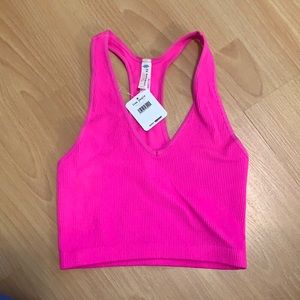 NWT Free People Movement Ribbed Hot Pink Crop Top